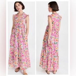 Banjanan Constance Ruffle Midi / Maxi Dress in Technifloral Breeze. Small